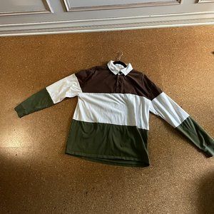 RSQ Striped Rugby Long-Sleeve Polo Unisex Shirt